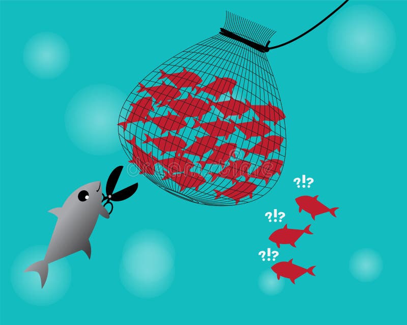 Fishing net catch the fish stock vector. Illustration of design