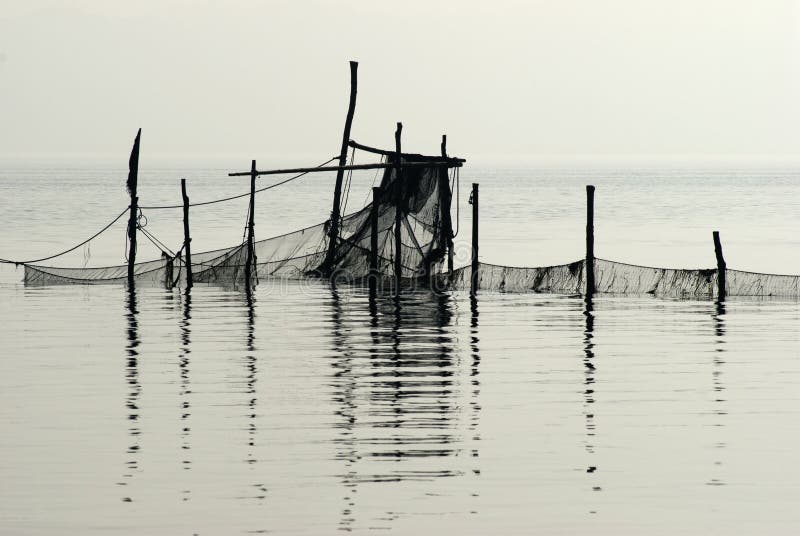 Fishing net close to the beach