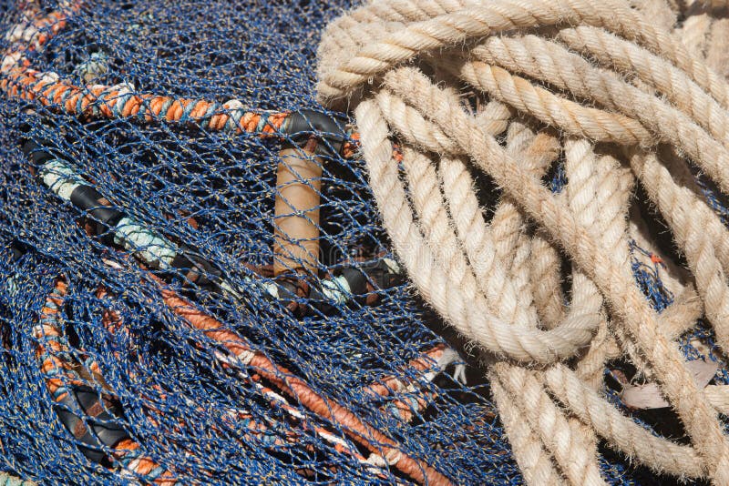 Commercial Fishing Boats Gear and Nets Moored at Wharf Wellington Stock