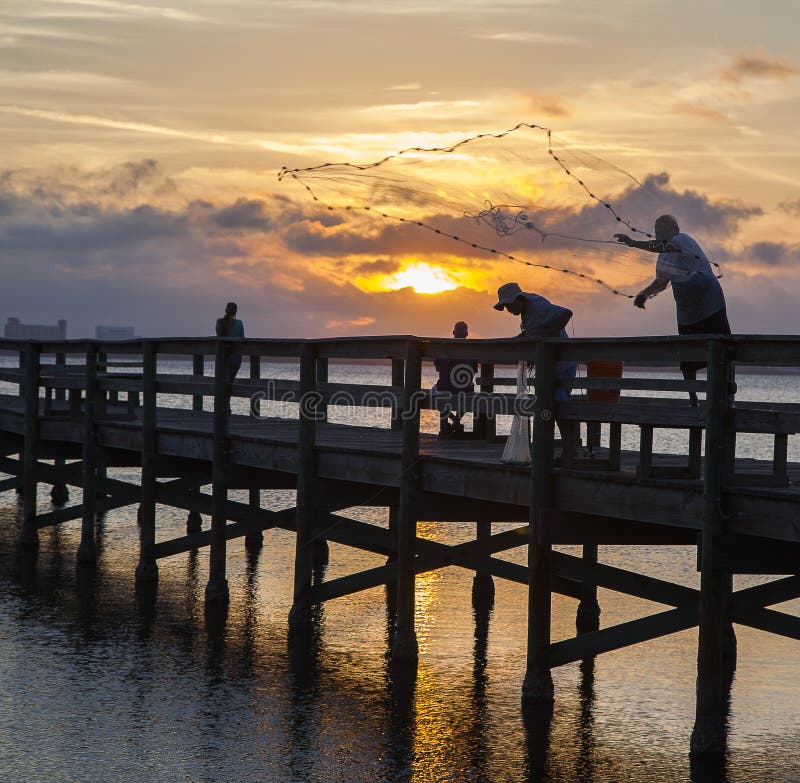 Fishing off pier at Melbourne, Florida