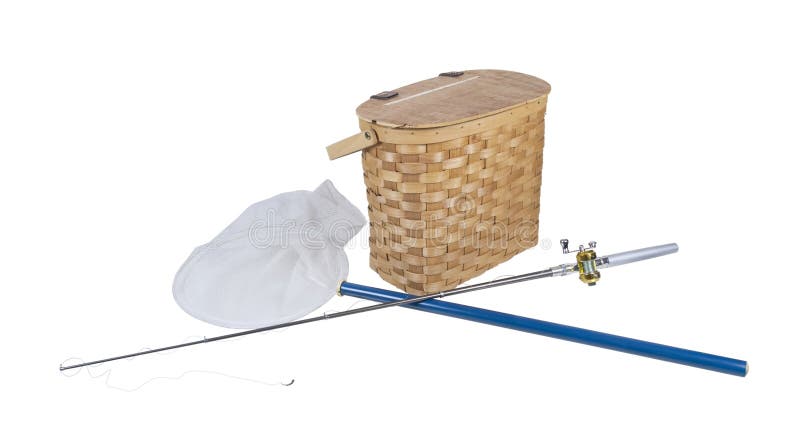 Fishing Pole with Net and Fish Basket