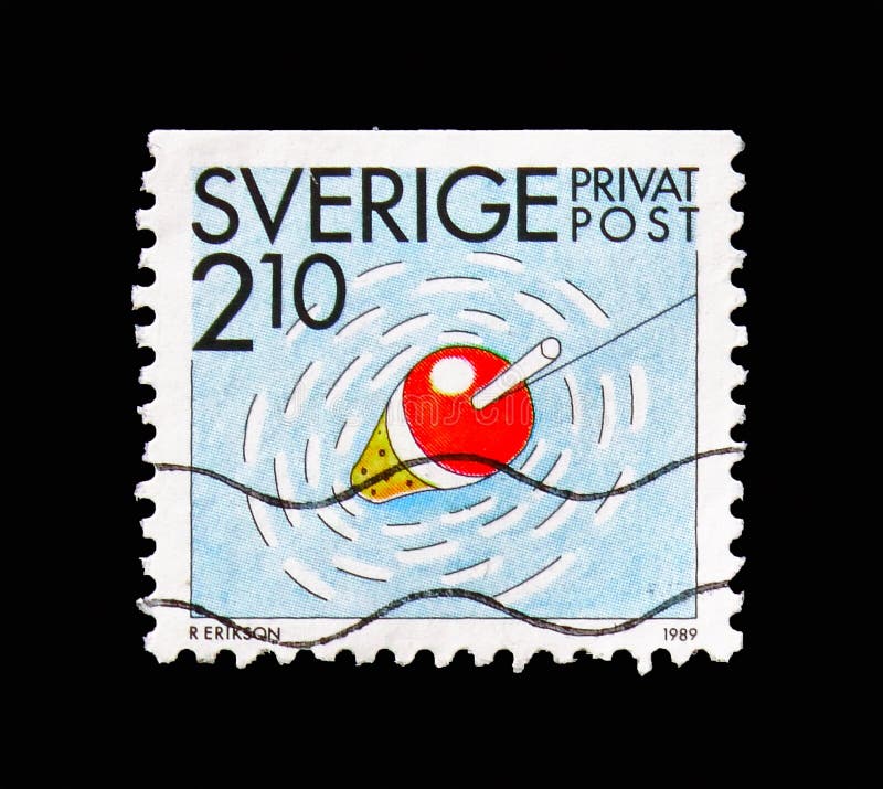 fishing-rebate-stamps-summer-activities-serie-circa-1989-editorial