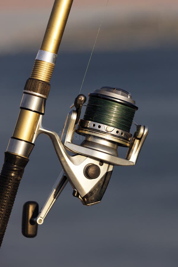 A Variety of Fishing Reels. Fishing Gear and Accessories Stock