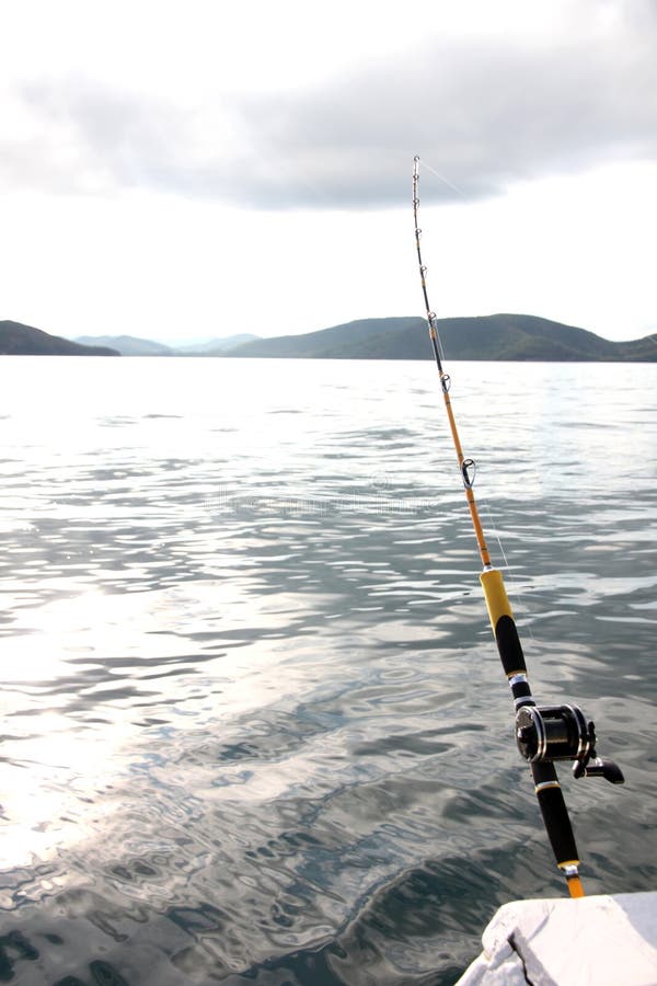 Fishing rod on a boat. stock photo. Image of fishing 44374780
