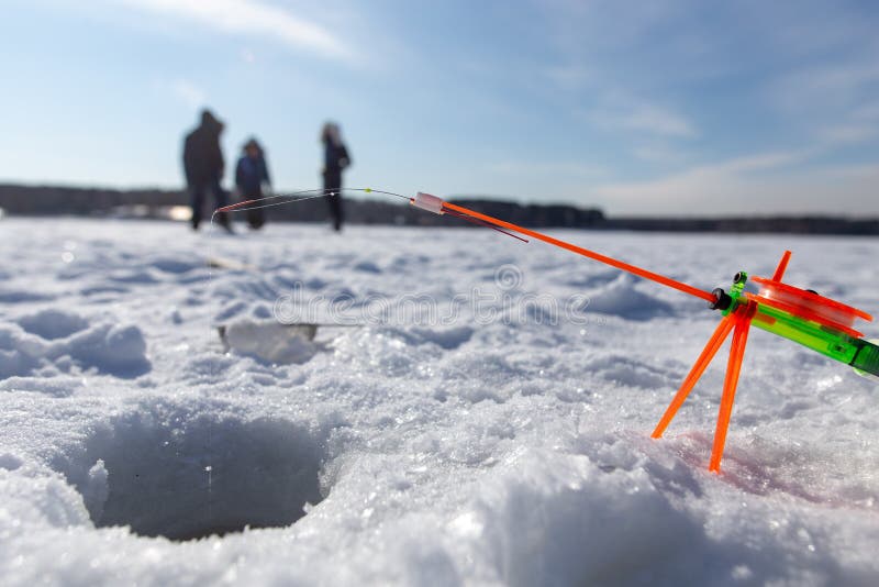 Fishing rod for ice fishing in winter royalty free stock images