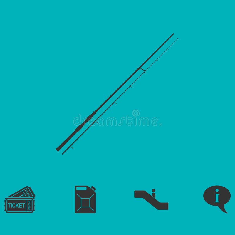 Fishing rod icon flat stock vector. Illustration of bait 137828827