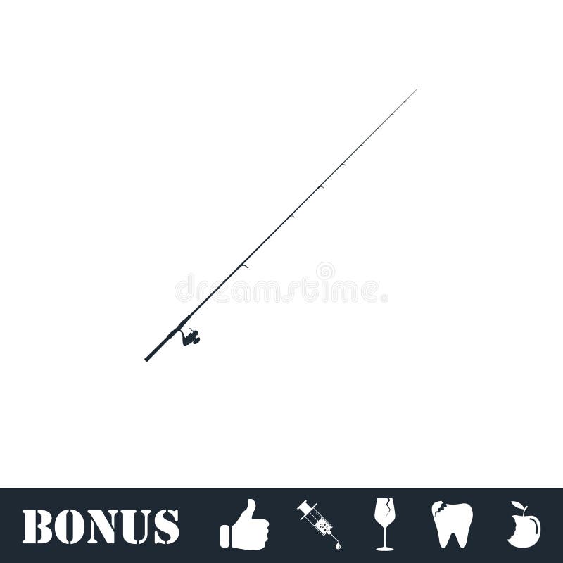 Fishing rod icon flat stock vector. Illustration of recreation