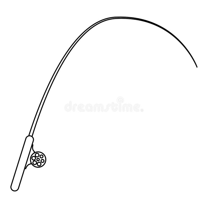 Fishing Rod Icon, Outline Style Stock Vector Illustration of hobby