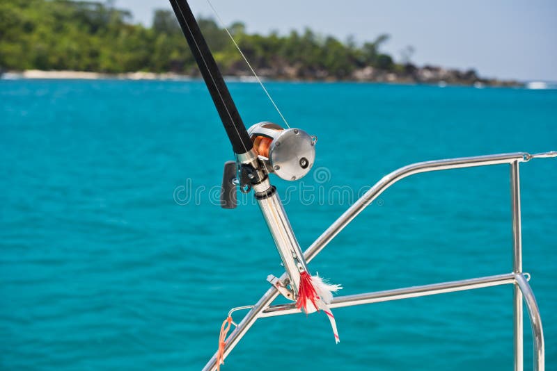 Fishing Rod and Reel on a Boat Stock Image Image of equipment, boat