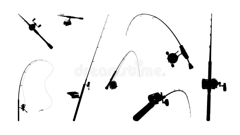 Fishing Rod Silhouettes in Various Types Stock Vector - Illustration of  fishhook, reel: 259942197