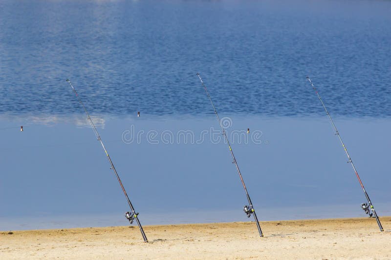 Fishing Rod, Spoon. Fishing Bait. Close Up. Throwline. Fishing Rod