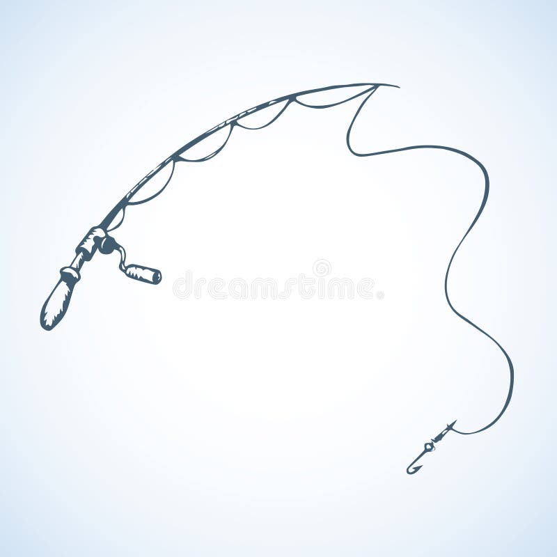 Fishing Rod. Vector Drawing Stock Vector - Illustration of ocean, pole:  84725353