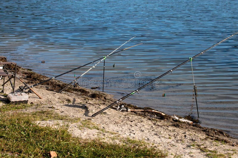 Fishing Rods are on the Beach Stock Image Image of male, fishhook