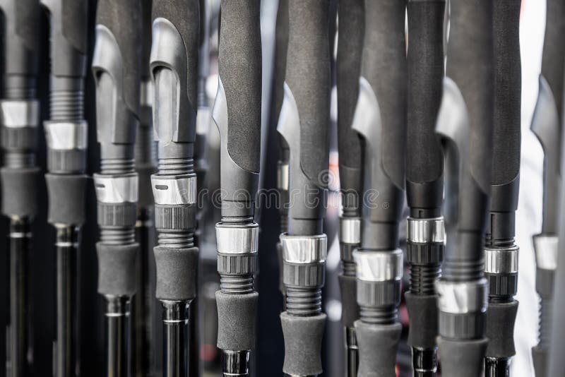 fishing rods of different construction and purpose on the counter