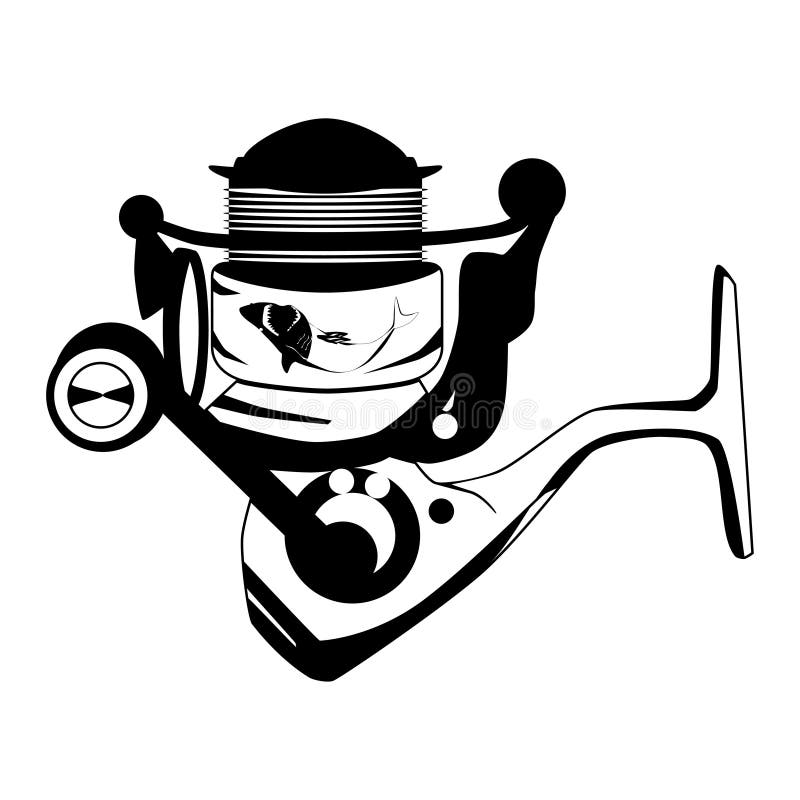 Fishing Spinning Reel Vector Black Template Stock Vector ...