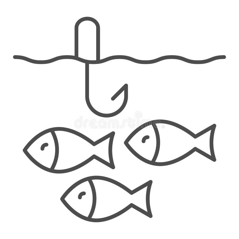 Fishing Thin Line Icon. Fish in Water Vector Illustration Isolated