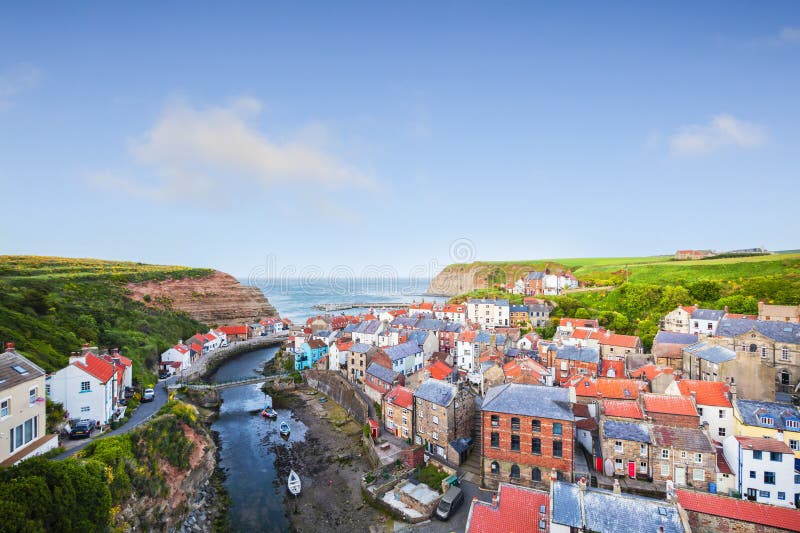 The fishing village of Staithes in North Yorkshire, England, in the evening. The fishing village of Staithes in North Yorkshire, England, in the evening.