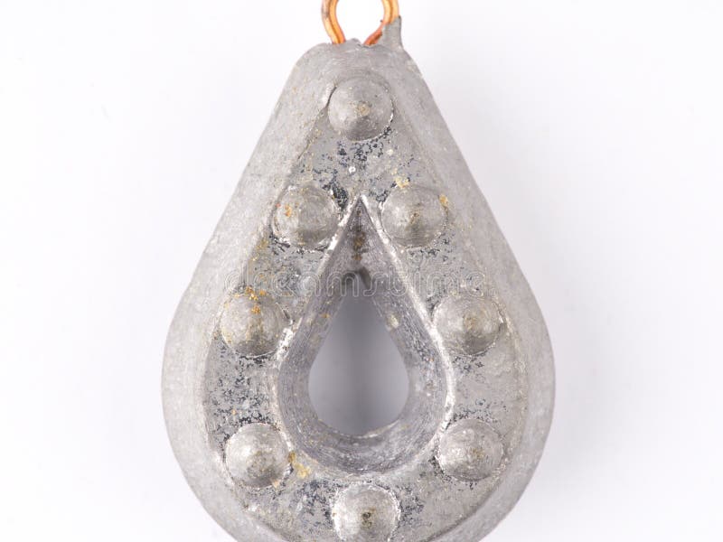 A Fishing Weight with an Eye for Attaching a Fishing Line on a White