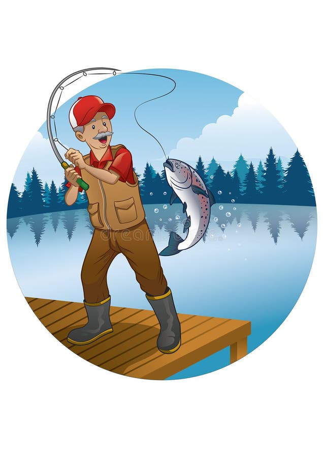 Fisk för forell för gamal mantecknad filmfiske stock illustrationer