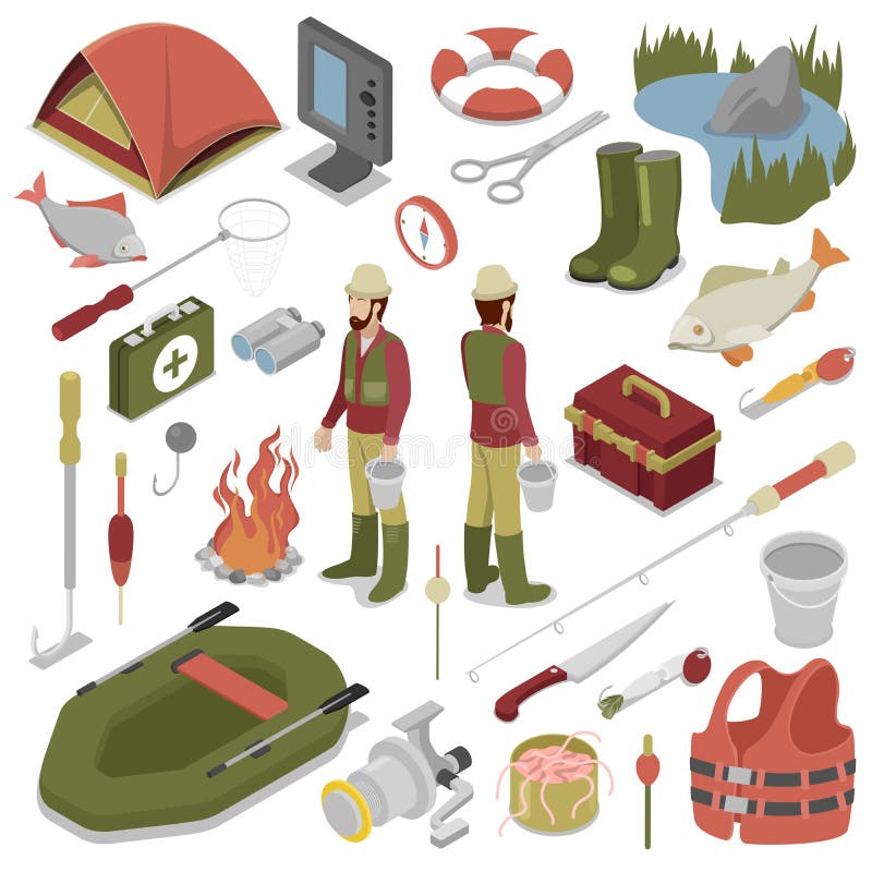 Fiskare med fisken, Stång, kroken och fartyget royaltyfri illustrationer Fiskare med fisken, Stång, kroken och fartyget royaltyfri illustrationer