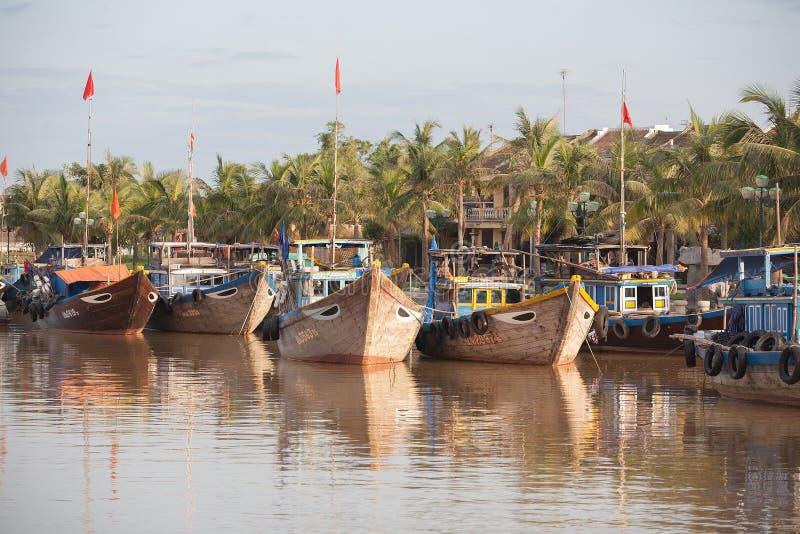 Fiskebåtar Hoi An, Vietnam arkivfoton Fiskebåtar Hoi An, Vietnam arkivfoton