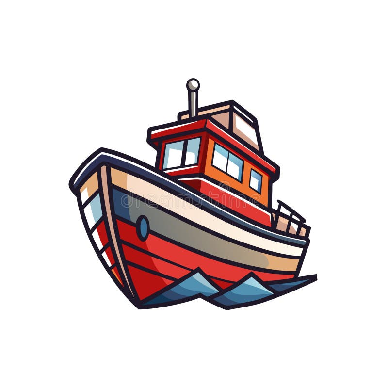 Fiskebåtar isolerad illustration i röda färger stock illustrationer