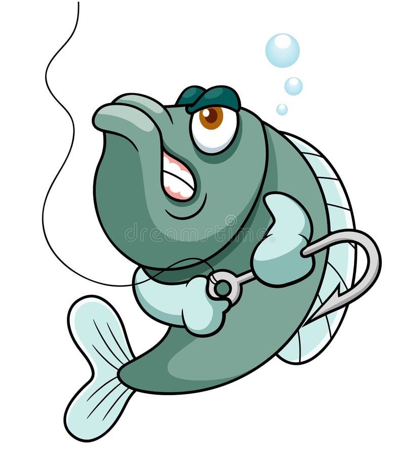 Fisken med fiske hakar vektor illustrationer