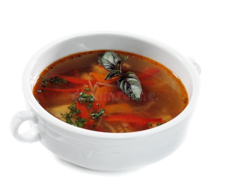 Fish Soup is a Thicks, Spices and Sours Soups. Isolated on White Background. Fish Soup is a Thicks, Spices and Sours Soups. Isolated on White Background