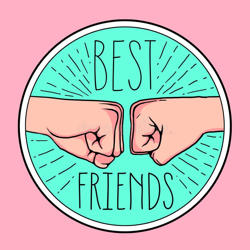 Fist Bump Best Friends Hand Shapes Vintage Retro Poster Illustration ...
