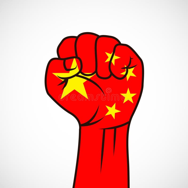Fist with China flag stock illustration