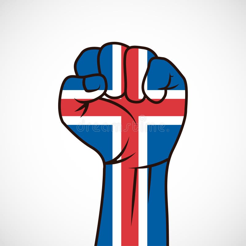 Fist with the Iceland flag stock illustration