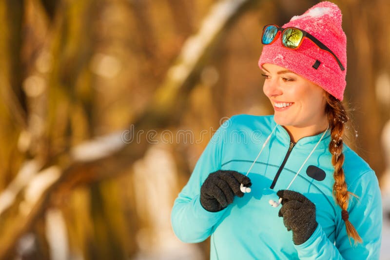 Fit girl in winter park stock images Fit girl in winter park stock images