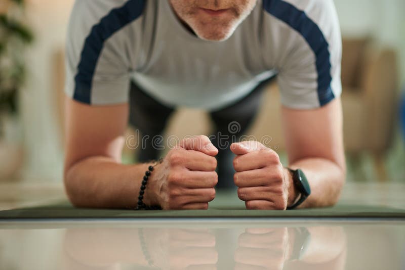 Fit Man Doing Plank Exercise Stock Image Image of watch, caucasian
