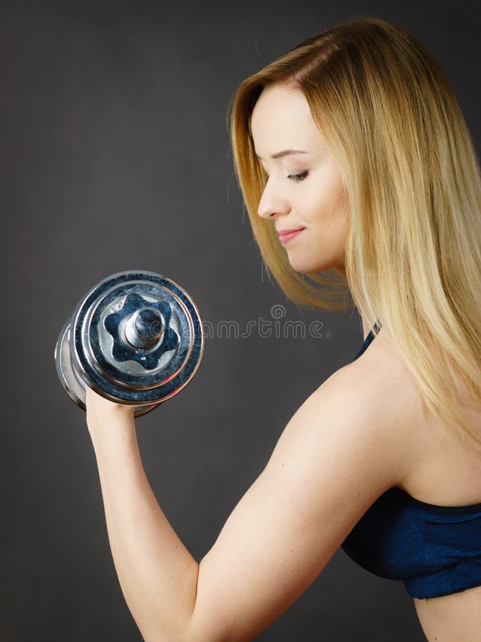 Fit Woman Lifting Dumbbells Weights Stock Image Image Of Woman
