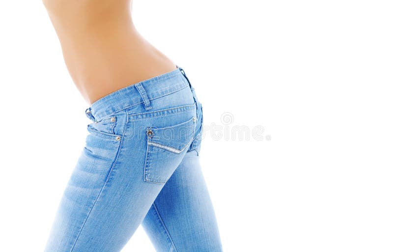 Fit woman wearing blue jeans