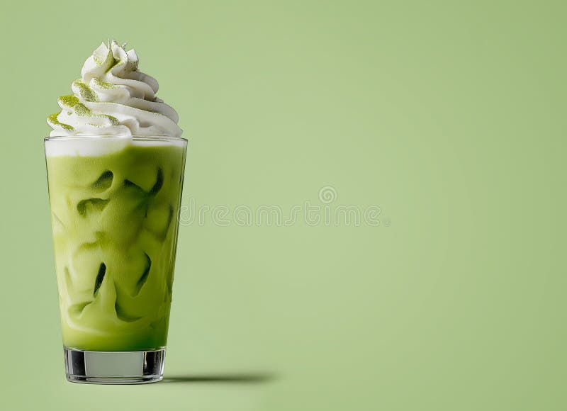 Matcha Latte Gelado com Nata Montada ilustração stock