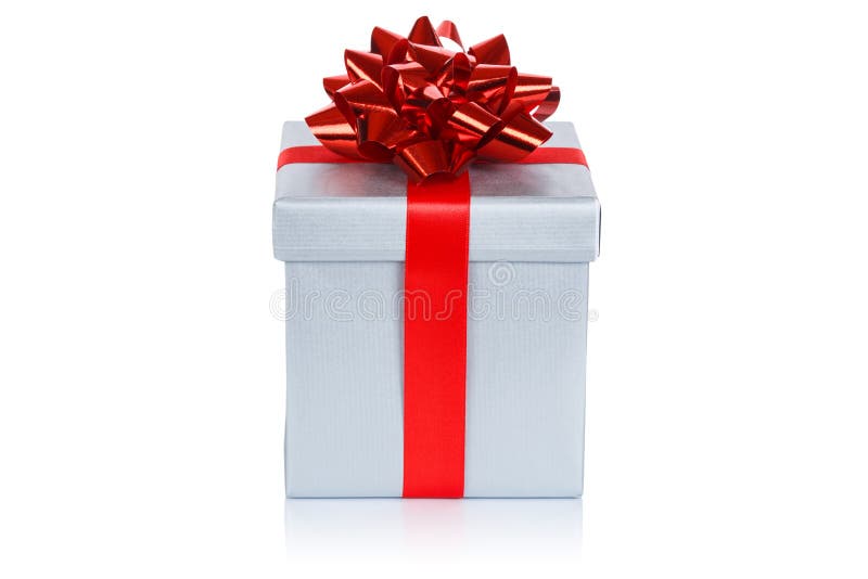 Fita de prata de presente de Natal isolada em branco fotos de stock royalty free Fita de prata de presente de Natal isolada em branco fotos de stock royalty free