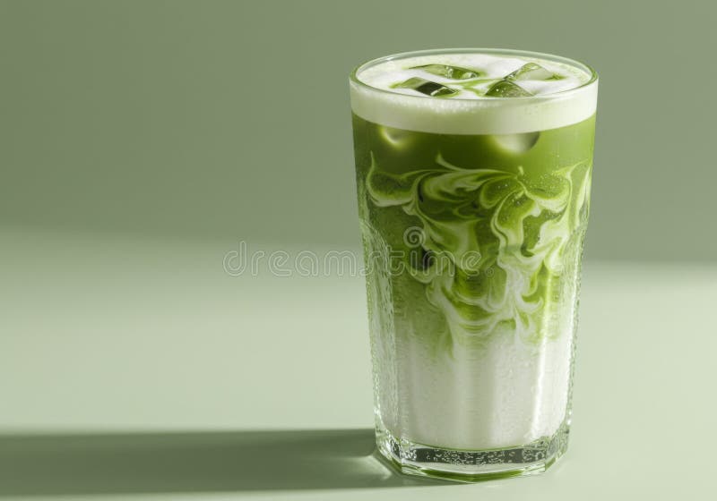 Fita Matcha Latte com Creme em Vidro ilustração stock