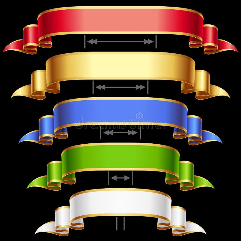 Fitas do vetor ajustadas isoladas no fundo preto ilustração royalty free Fitas do vetor ajustadas isoladas no fundo preto ilustração royalty free