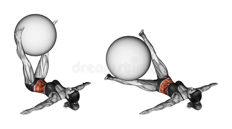 Fitball öva Klockpendelben med fitball kvinnlig vektor illustrationer Fitball öva Klockpendelben med fitball kvinnlig vektor illustrationer