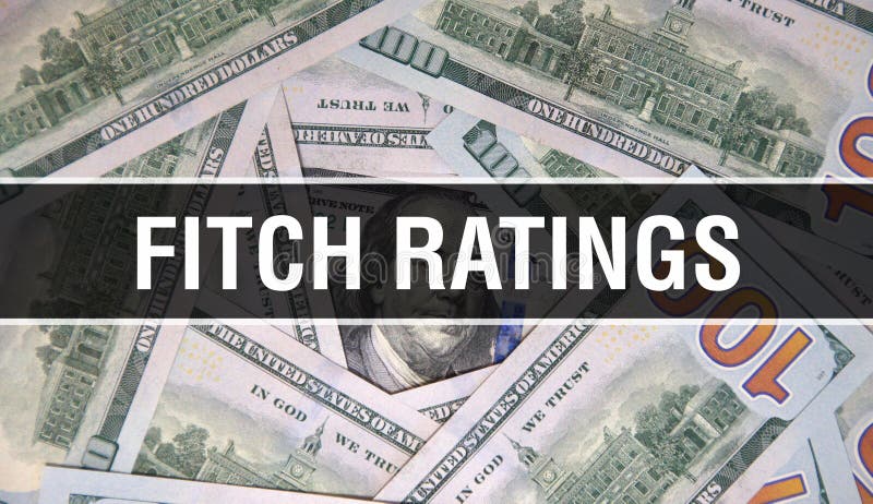 Fitch ratings text Concept Closeup. American Dollars Cash Money,3D rendering. Fitch ratings at Dollar Banknote. Financial USA