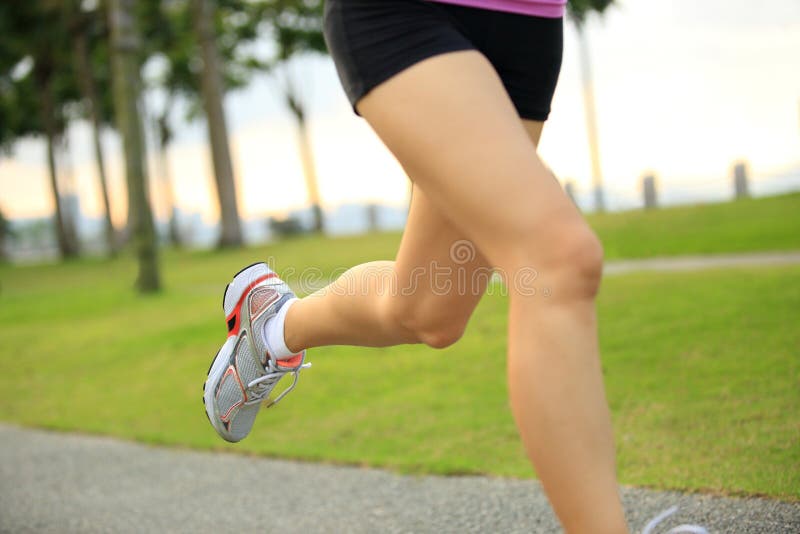 Fitness asian woman legs running