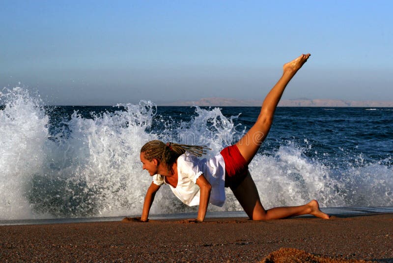 Fitness on beach stock image. Image of health, person 6056827