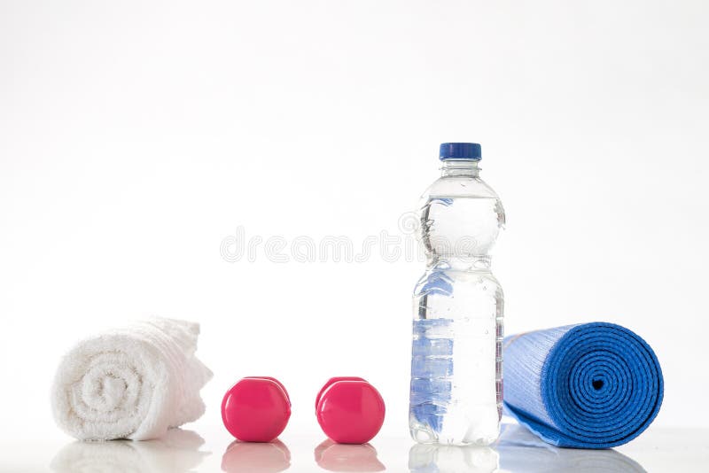 Fitness dumbbells and water stock photography Fitness dumbbells and water stock photography