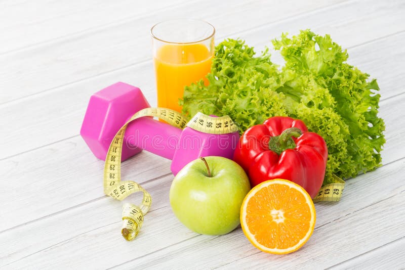 Fitness Equipment And Healthy Nutrition. Stock Photo - Image of ...