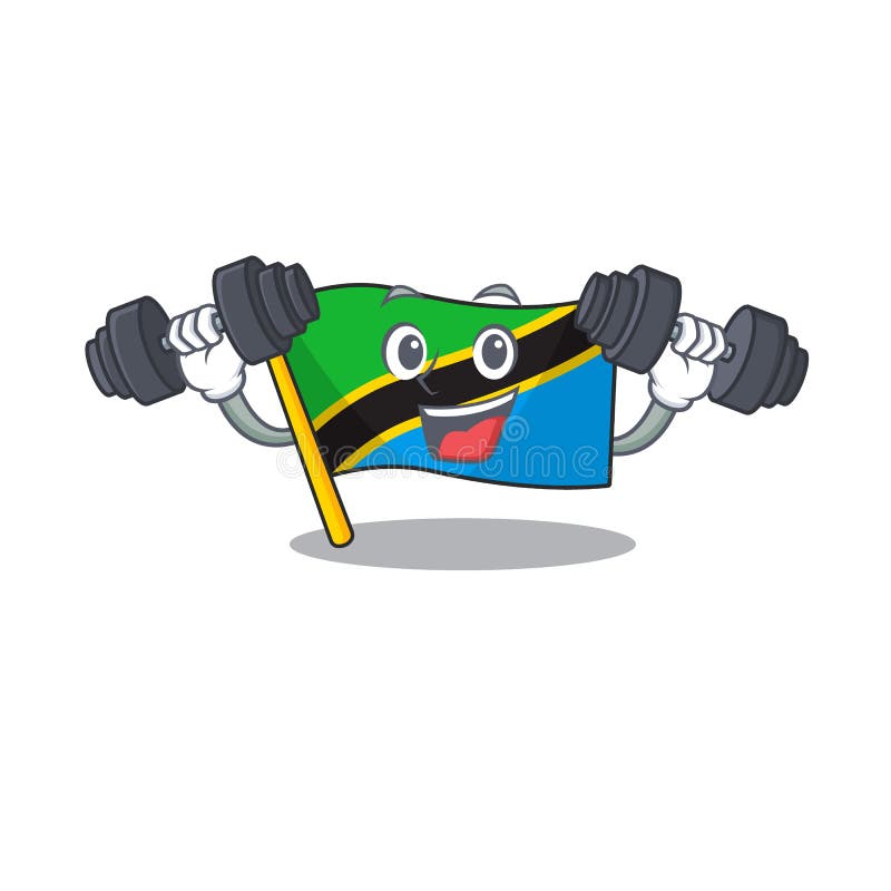 Fitness exercise flag tanzania cartoon character holding barbells stock illustration Fitness exercise flag tanzania cartoon character holding barbells stock illustration