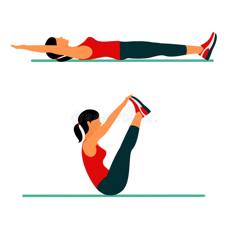 Fitness Exercises for Strong and Beautiful Body Stock Illustration ...