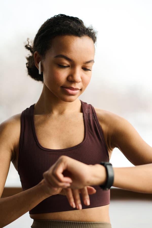 Fitness Girl Checking Her Fitness Bracelet Stock Image Image Of Check Sportswear 272161873