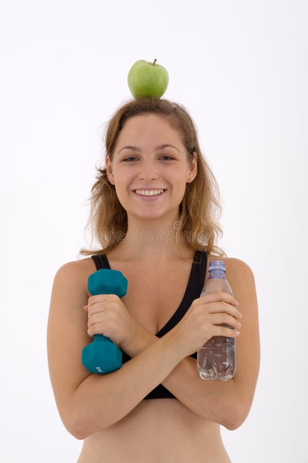 Fitness girl and water