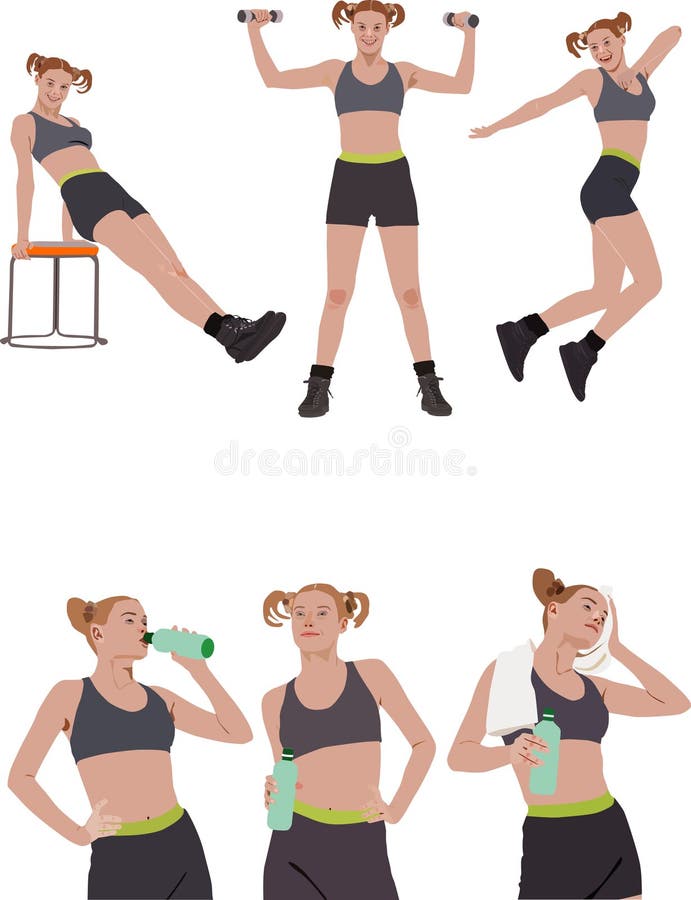 Fitness girls vector illustration
